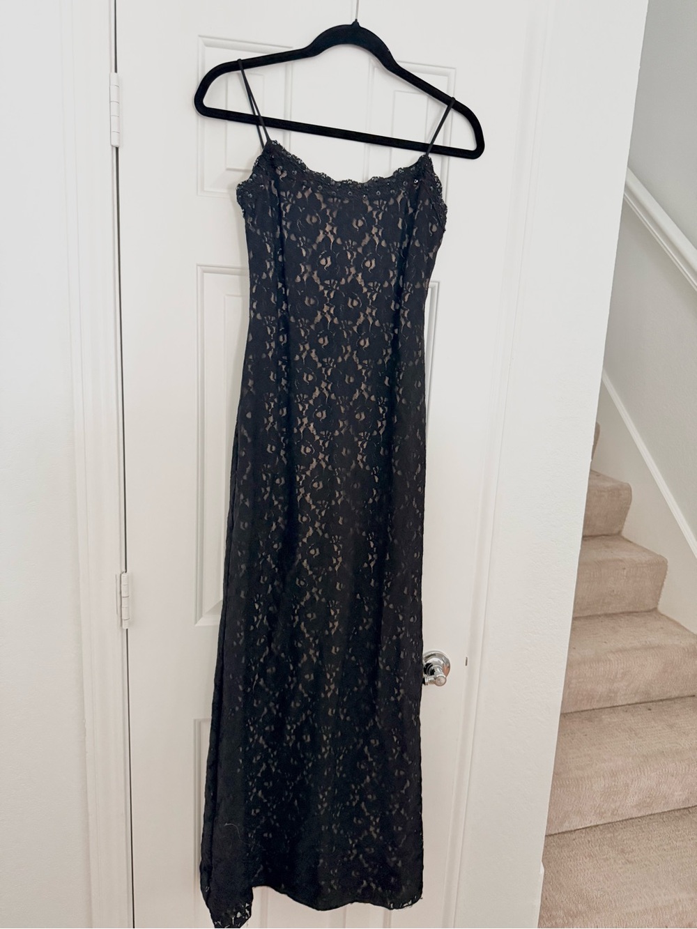 Cache Vintage Black Lace Slip Dress Size Small